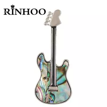 Rinhoo Винтажная имитация ракушки гитара скрипка брошь булавка для женщин роскошный панк горный хрусталь музыкальный инструмент эмалированный значок ювелирные изделия