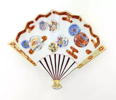 Rinkurou Kiln Old Imari Style Red Phoenix Fan Plate Fan Hasami Ware Arita Luxure OLDIMARI Gold Gold Present Сувениры для заграничного Нового дня красный