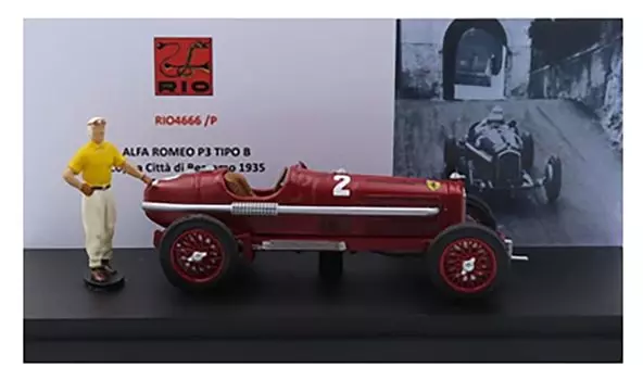 Rio Alfa Romeo P3 TIPO B Автомобиль победителя Кубка Читта ди Бергамо 1935 года Тацио Нуволари с фигуркой Готовый продукт 1/43 #2 RIO4666/P