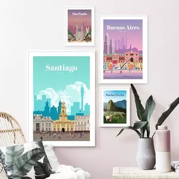 Рио-де-Жанейро, Бразилия, туристическая карта Америки, плакаты на скандинавскую тему и принты, настенная живопись на холсте, украшения, фотографии для гостиной A4 21X30cm No Framed