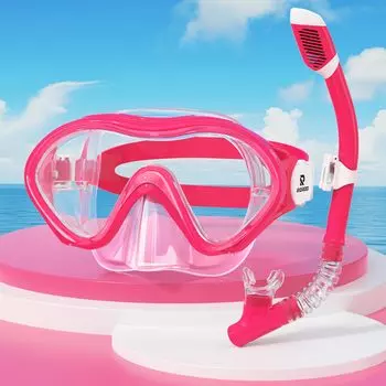 RIOROO Очки для подводного плавания с маской и трубкой Очки для плавания Маска для подводного плавания Детский комплект для подводного плавания с маской и трубкой Снаряжение для подводного плавания Закаленное стекло Просмотр легко регулируется