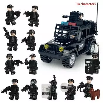Riot Black SWAT Car Мелкие частицы Строительные блоки Детские строительные блоки Игрушка Рождественский подарок