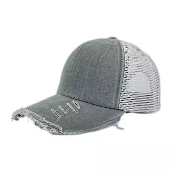 Ripped Fashion Denim Baseball Hat With Breathability Design For Casual Use Daily Gray