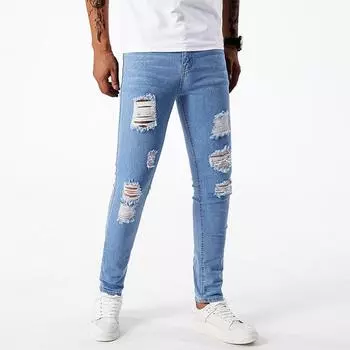 Ripped Jeans Men s Slim Feet Trousers Summer Thin Casual Elastic Korean Style Pants Men 29