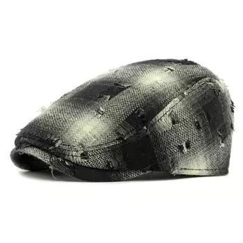 Ripple Cap Women Beret British Cap Men Retro Plaid Peaked Cap чёрный