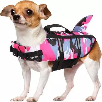 Ripstop Dog Swimwear Polyester Dog Life Vest Adjustable Camouflage Dog Life Jacket Pool Beach XS синий