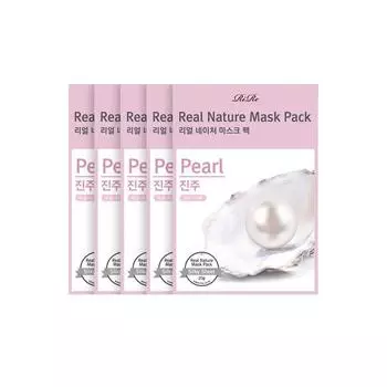 RiRe Real Nature Mask Pack Pearl 5EA Успокаивающая, увлажняющая, разглаживающая кожа 5EA