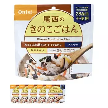 Рис с грибами и рисом Onishi Foods Alpha, 100 г x 5 порций