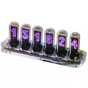 RISEN RGB полноцветные светодиодные цифровые часы Nixie Tube Window Clock WIFI Вставка Фото Дисплей Настройка Смартфона Светящиеся трубчатые часы Часы Ретро Современные