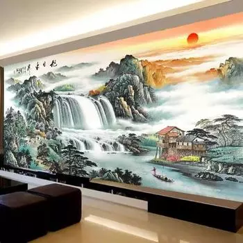 Rising Sun Dongsheng Diamond Painting Full Drill Living Room Landscape Painting Paste Brick Painting New Modern Hand Point Drill Cross Stitch Mosaicart 100-50CM белый