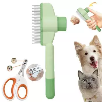 Risingvent Pet Cat Nail Clipper Устраняет выпадение шерсти, в то время как удаление шерсти у кошек и собак Чистка домашних животных Длительная безболезненная щетка для домашних животных Щетка, набор, массаж, щетка, щетка, зелёный
