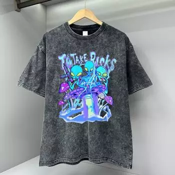 Рисковать Смешной инопланетянин НЛО Письмо Графический Мужские Топы Модная Футболка Хлопок Свободная Футболка Повседневная Одежда с О-образным Вырезом S