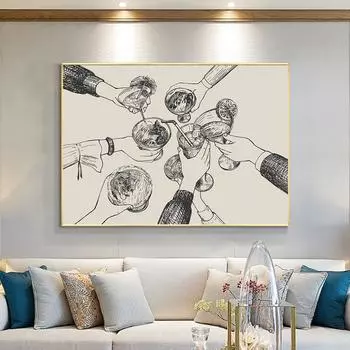 Рисование линий Привет, расслабляющая картина, настенное искусство, печать на холсте, постер, простая восхитительная картина для гостиной, домашний декор, Cuadros 21x30cm No Framed