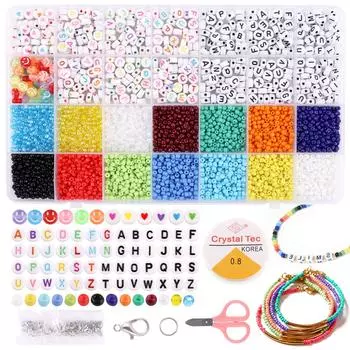 Рисовая бусина Алфавитная бусина Бусина Свободная бусина Эластичная леска Набор бусины в коробке Материал для аксессуаров своими руками