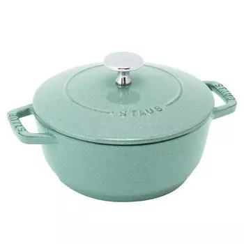 Рисоварка Staub Sage Green L с двумя ручками, литая эмалированная, на 3 чашки, совместимый с IH японский продукт с серийным номером Wanabe 20 см [Авторизованный номер] Wa-NABE