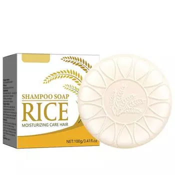 Рисовое мыло-шампунь 100 г Твердый шампунь Освежающий пушистый натуральный шампунь-мыло с многофункциональным эффектом для восстановления корней волос One Size