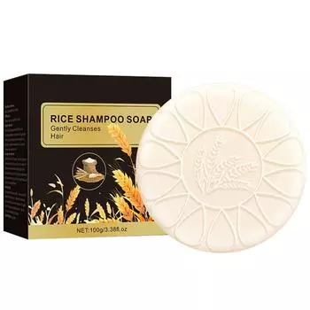 Рисовое мыло-шампунь 100 г Твердый шампунь Освежающий пушистый натуральный шампунь-мыло с многофункциональным эффектом для восстановления корней волос One Size