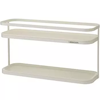 Risu Spice Rack, Wide, 2 Tiers, White, 14.0 x 4.5 x 7.3 inches (35.3 x 11.6 x 18.5 cm), Liberal