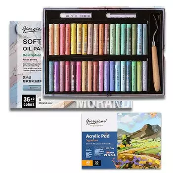 Рисуйте картины, которые выглядят как масляные краски. В комплекте с малярным шпателем и специальной пастелью, готовой к застыванию. Новая популярная масляная пастель для рисования [Легкие картины]