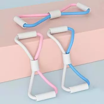 Рисунок 8. Эспандер для упражнений на грудь с нескользящей ручкой. Многоразовый легкий физиотерапевтический тренажер для женщин и мужчин. Фитнес-трос. Эластичная лента. розовый/синий