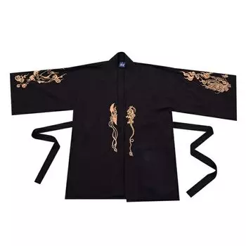 Рисунок дракона с японской японской китайской китайской японской японской уникальной вышивкой [RomelCheo], хаори, оби, одежда, одежда, одежда, чёрный