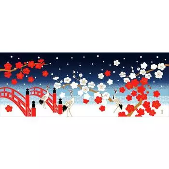 Рисунок хама, окрашенный в красный и белый цвета тенугуи, сливовый и снежный