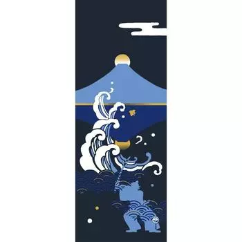 Рисунок Хама, расписанный тенугуи, волна Фудзи и самурай