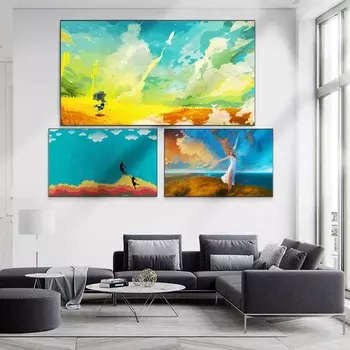 Рисунок картина маслом летающая мечта белая юбка богиня искусство холст картина гостиная коридор офис украшение дома фреска без рамки 20*40cm