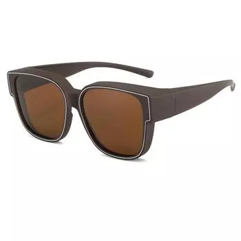 Рисунок линии Стильная большая оправа Набор очков Зеркальные поляризационные солнцезащитные очки двойного назначения с защитой от ультрафиолета