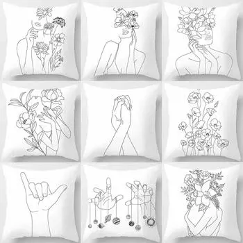 Рисунок линии женский чехол для подушки домашний диван украшения полиэстер наволочка 40x40cm