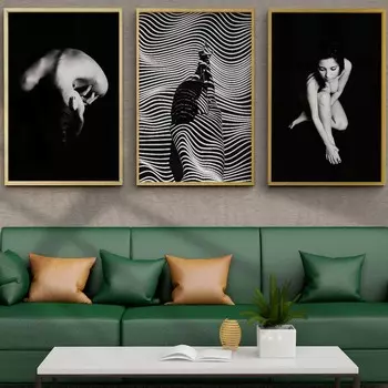 Рисунок маслом черно-белая обнаженная девушка абстрактное искусство холст картина гостиная коридор офис украшение дома фреска без рамки 21*30cm No Frame