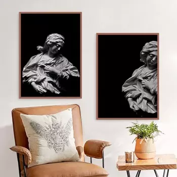Рисунок маслом черно-белая скульптура женское искусство холст картина гостиная коридор офис украшение дома фреска без рамки 21*30cm No Frame