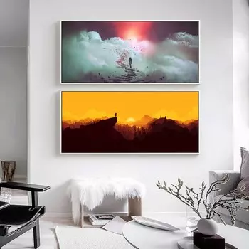 Рисунок маслом пик, чтобы увидеть восход солнца искусство холст картина гостиная коридор офис украшение дома фреска без рамки 20*40cm No Frame