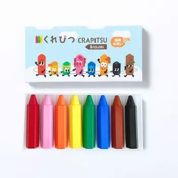Рисунок мелками Kurepitsu Не достается рукам Не ломается Легко изготавливается в чехле 8 цветов Набор, Обучающий, Детский, грязный, легко, держать, Япония,