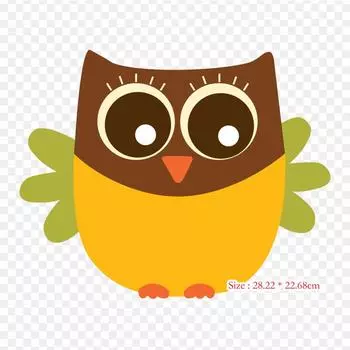 Рисунок совы, утюг на теплопередаче, виниловые нашивки, наклейки для одежды, аппликации «сделай сам», моющиеся нашивки