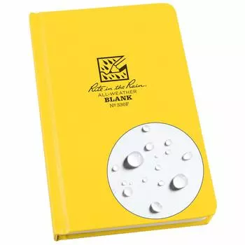 Rite in the Rain Weatherproof Hardcover Notebook 4 x 7 Yellow Cover Plain Pattern x Yellow 3/4 1/2 (No.330F) 4-3/4 7-1/2