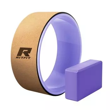 RITFIT Yoga Wheel Cork Yoga Ring Stretching Ring Back Stretch Yoga Equipment (Standard, Purple) фиолетовый