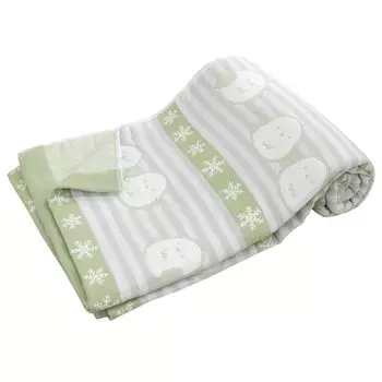 Riveer Gauze Shimaenaga Cotton Summer Lightweight Throw Blanket, Single, Triple-Layered Gauze, Print, Blend, Blanket, (Green) зелёный