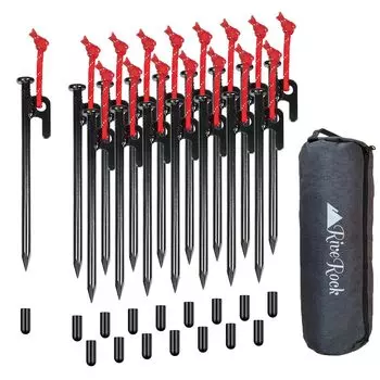 RiveRock 20 см колышек для хранения тента тент стальной колышек светоотражающий трос с защитным колпачком 16 (20 см штук/сумка для хранения)