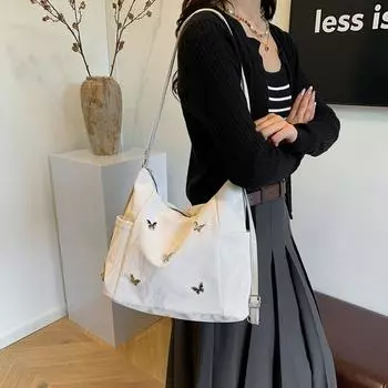 Rivet Butterfly Большая вместимость Новый дизайн Sense Personality Design Commuter Double Backpack Многофункциональная сумка через плечо single package чёрный