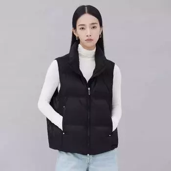 Rivet down vest women s 2024 winter new fashion lightweight stand-up collar vest small warm outer vest S хаки