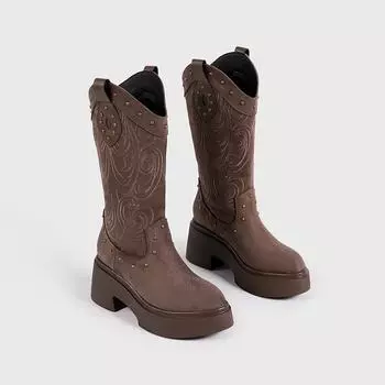 Rivet knight boots women s winter new retro Martin boots thick-soled but knee-embroidered short boots 35