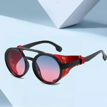 Заклепки женские роскошные кожаные солнцезащитные очки в стиле стимпанк женская мода трендовые солнцезащитные очки UV400 Pro