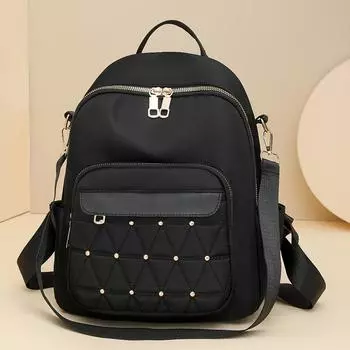 Riveted Backpack Women s Fashionable Travel Bag Casual and Versatile Large-capacity Ladies Backpack чёрный