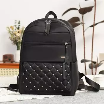 Riveted Backpack Women s Fashionable Travel Bag Casual Large-capacity Ladies Backpack чёрный