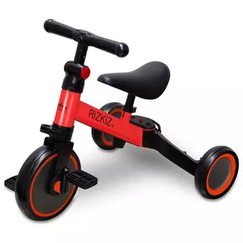 RiZKiZ 3in1 складной трехколесный мотоцикл 3WAY от 1 до 5 лет ножная ручка регулируемое седло насос не требуется [красный] красный