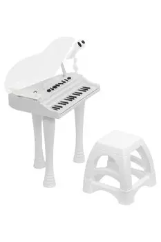 RiZKiZ Детский рояль с микрофоном и стулом Мини-игрушка Электронный электронный 4 Демонстрационный музыкальный инструмент Обучающая игрушка Подарок для мальчиков и прозрачный белый