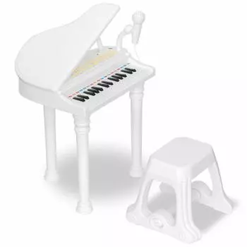RiZKiZ Grand Piano Mini Piano Обучающая игрушка для детей 3 лет Музыкальный инструмент Игрушечный микрофон со стулом Запись Многофункциональное воспроизведение