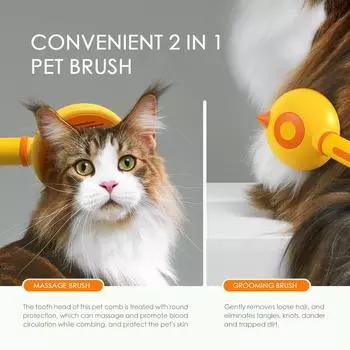 RK57 Щетка для расчесывания волос Щетка для удаления волос 244 Длинная толстая стальная расческа для общего массажа для кошек и собак жёлтый