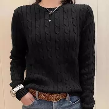 RL Raff вышитый логотип пони трикотажный свитер из чистого хлопка с длинными рукавами и перекрученным воротом M